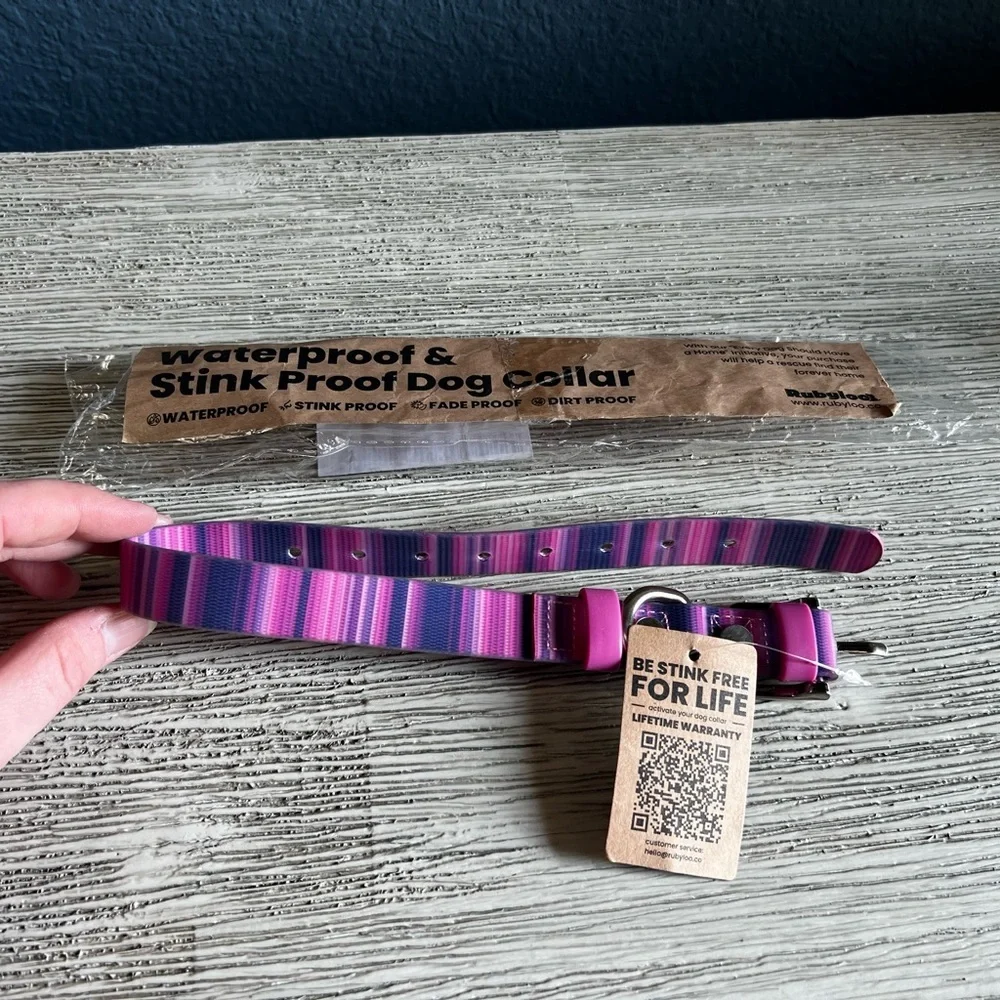 🆕 Waterproof & Stink Proof Dog Collar - Purple & Pink